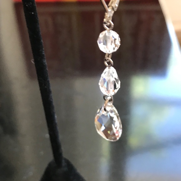 NADRI Crystal Drop Lever Back Earrings 2” - Picture 3 of 16